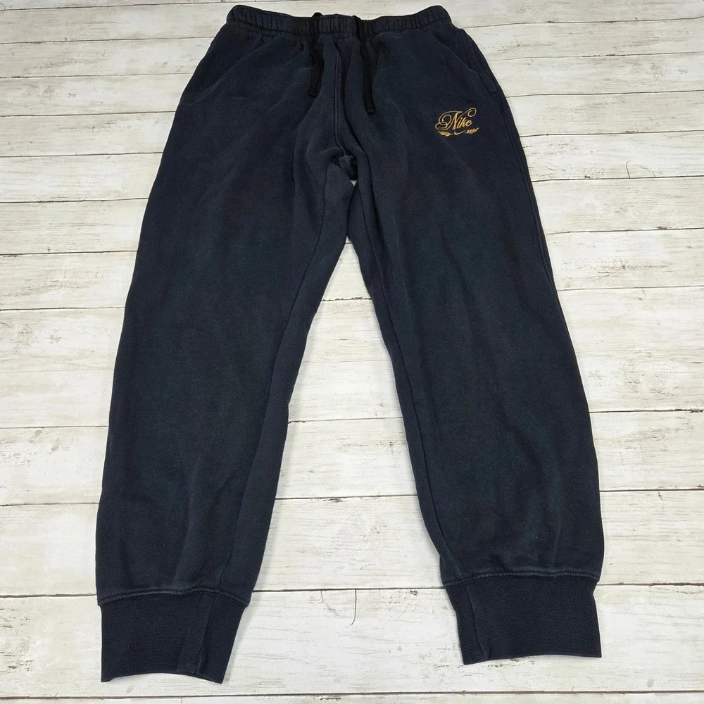 Nike HQ2470-010 Script Logo Fleece Jogger Sweatpants Mens Large Black Relaxed